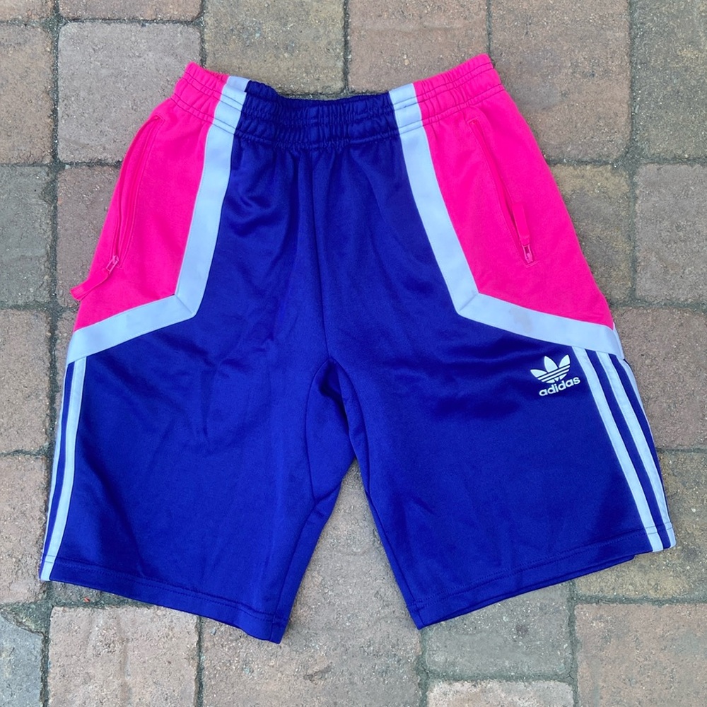 Dark Blue, Pink And White Adidas Shorts - Men’s Small